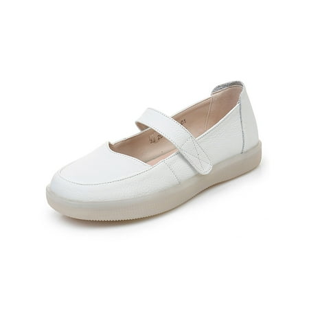 

Tenmix Ladies Flats Magnetic Walking Shoe Memory Foam Nurse Shoes Closed Toe Loafer Women Comfort Breathable Loafers White 5.5