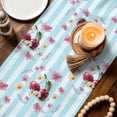 thumbnail image 3 of 4th of July Table Runner 70 Inches, Independence Day Pink Floral Blue Striped Bed Runner Dresser Scarves Tabletop for Indoor Outdoor Parties/Ceremony/Banquet, 13" x 70", 3 of 9