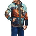 thumbnail image 2 of Uemuo Colorful Travel Luggage Gear for Men's Fashion Full-zip Hoodies & Sweatshirts with Kangaroo Pocket, Zip-up Hooded Sweatshirt, Moisture Wicking & Breathable-Medium, 2 of 5