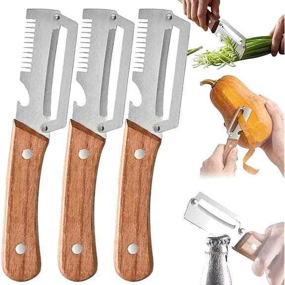 Multi-functional Vegetable Peeler for Kitchen,3-in-1 Vegetable Peeler with Bottle Opener & Scallion Shredder,Vegetable Shredder Handheld (3pc) - Multi-Functional High-Efficiency Design