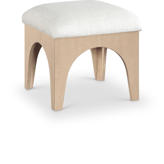 Meridina Furniture Lawson Cream Chenille Fabric Upholstered Ottoman