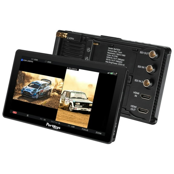 Portkeys BM7 II DS Camera Field Monitor 7" 2200nit Dual Screen Wireless Control Camcorder Monitor for RED Komodo V-Raptor BMPCC 4K/6K Sony FX3 A7IV ZV-E10 Wide Color Gamut