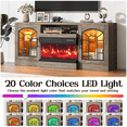 thumbnail image 4 of Waleaf 60" TV Stand with 3-Sided Glass Electric Fireplace, Modern Media Entertainment Center for TVs up to 65", Slim Wood Console with 21-Mode LED Lights & Adjustable Shelves, 4 of 8