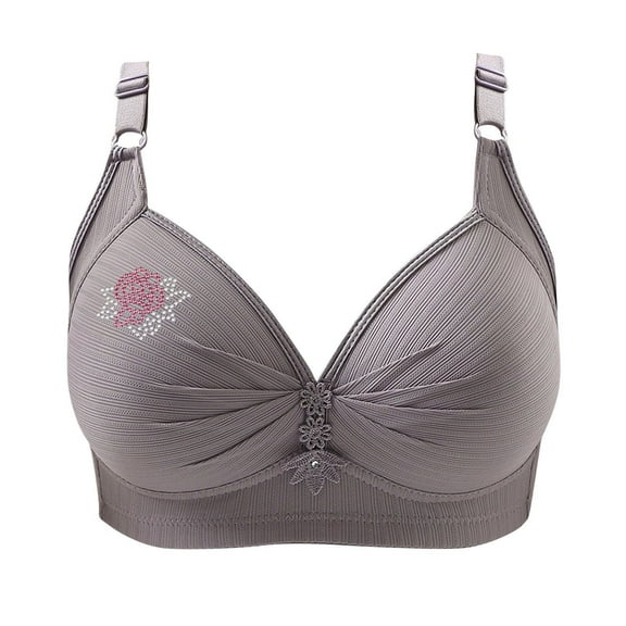 Sports Bra Bras For Women No Underwire Adjustable Bras Full Coverage Support Bralette Plus Size Everyday Bra,Gray Women'S Nylon Underwear M