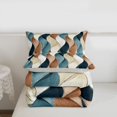 thumbnail image 6 of jejeloiu Blue Brown Wave Stripes Full Size Comforter Sets Kids,Modern Geometric Print Bedding Sets,Reversible,3 Pieces, 6 of 8