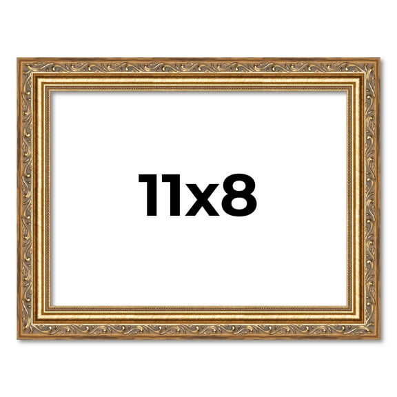 11x8 Frame Gold Solid Wood Picture Frame Width 1.25 Inches | Interior Frame Depth 0.375 Inches |