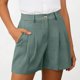 thumbnail image 4 of Pantalones Cortos de Ajuste Suelto para Mujeres Moda Casual Alta Cintura de Lino Mezcla Pantalones Cortos con Bolsillos, Poliéster Suave Recto Sólido Fondo de Verano para Diario, 4 of 6