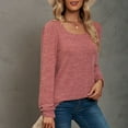 thumbnail image 4 of FAIWAD Women's Long Sleeve Tunic Tops Square Neck Loose Basic Tops Solid Color Comfy Pullover Tops, 4 of 7