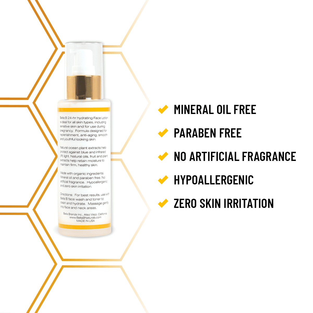 BELLA B Face Lotion 3.4 oz Bottle - Facial Glow - Pregnancy Skin Care - Pregnancy Face Moisturizer - Pregnancy Safe - Healthy Beauty - Natural Face Moisturizer - Natural Face Lotion
