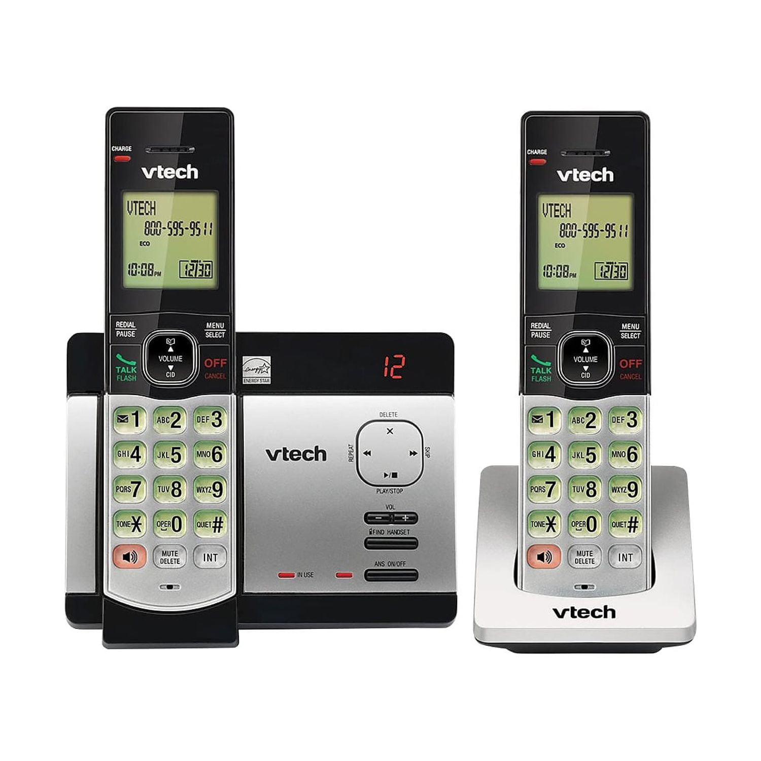 VTECH COMMUNICATIONS INC Cordless Phone Answering System, Caller ID/Call Waiting, 2-Handset CS6729-2
