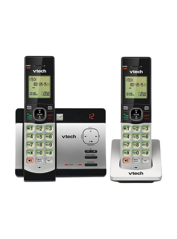 Vtech CS5129-2 Two-Handset Cordless Telephone System Dect 6.0 Silver/Black