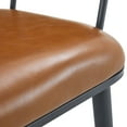 thumbnail image 4 of Industrial Brown PU Upholstered Dining Chairs with Arched Back and Matte Black Iron Base, Set of 2, 4 of 12