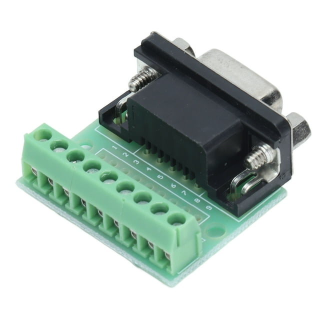 9-Position DB9 Female Screw Terminal Breakout Board, RS232 RS485 Interface Adapter with DCD/RXD/TXD/DTR/SG/DSR/RTS/CTS/RI Pin Definitions, Compact 33x25mm Design for Smooth Communication & Easy