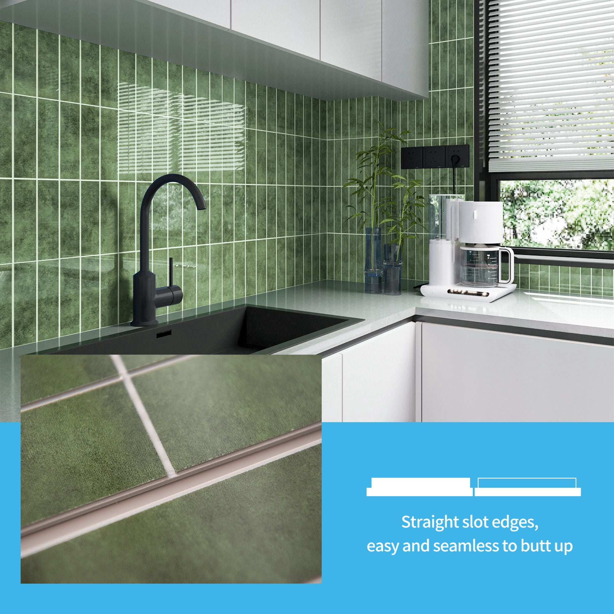11.4''x9.1'' Green Peel and Stick Backsplash,SPC Wall Tile for Kitchen,Wall,Heat Resistant,Marble Design,7.2sq.ft.(Set of 10)