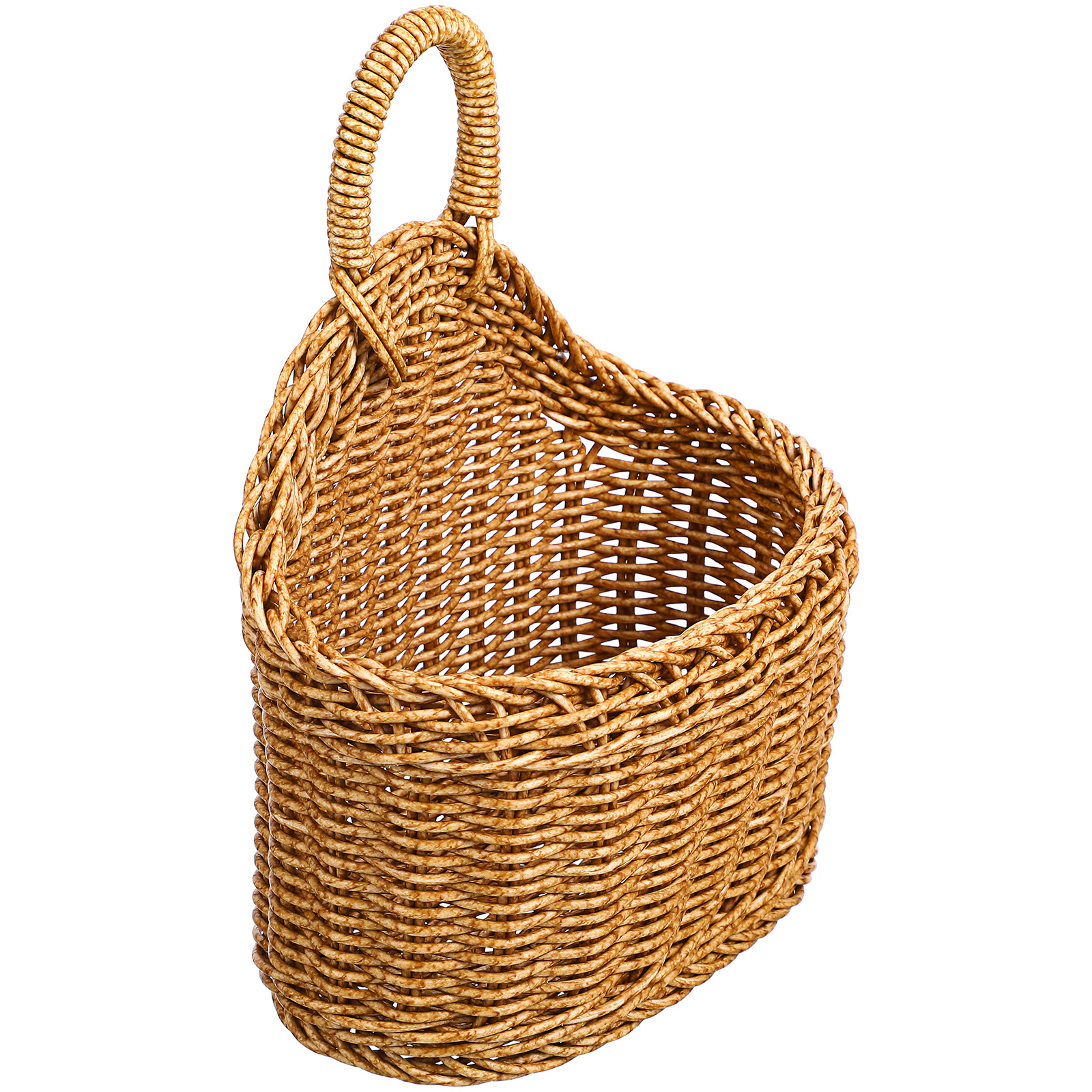 Pungan Woven Storage Basket Hanging Wicker Wall Planter Pot for Indoor/Outdoor,9.25"X7.48"X4.72"
