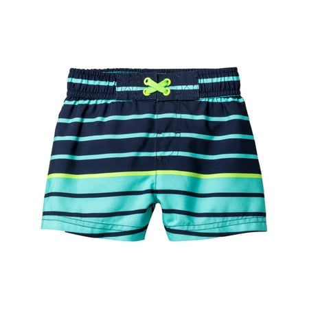 Catjack - Infant Boys Navy Blue & Green Striped Swim