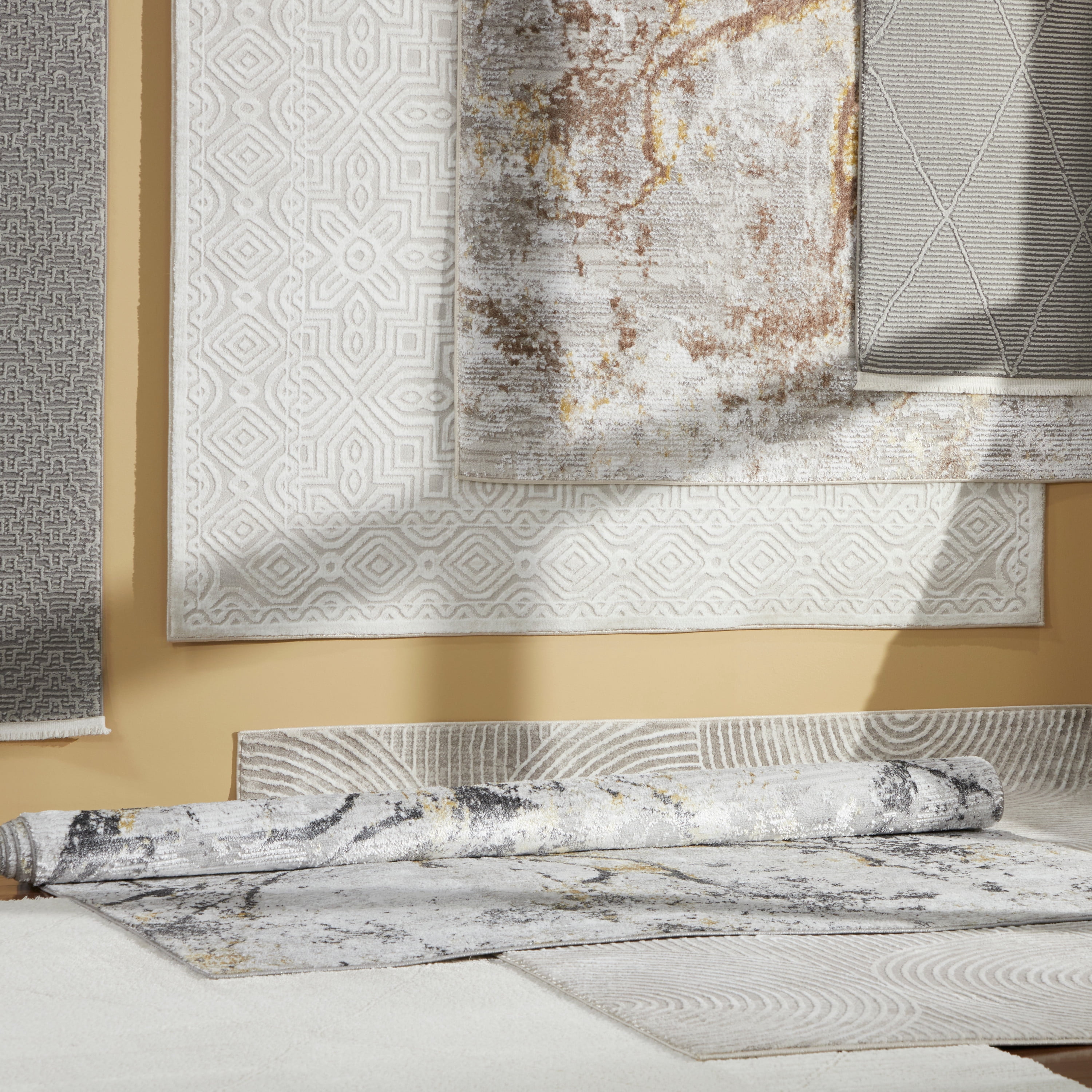 TOWN & COUNTRY LUXE Tretta Modern Geo Area Rug with Plush High-Low Texture, Ivory, 5'2"x7'2"