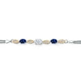 thumbnail image 2 of Gem Stone King 925 Silver and 10K Yellow Gold White Moissanite and Blue Created Sapphire and White Lab Grown Diamond Bracelet for Women (2.16 Cttw, Gemstone, Oval, Wheat Chain, 7.5 inches), 2 of 5