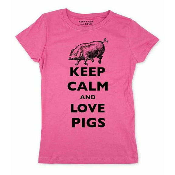 Keep Calm and Love Pigs - wallsparks cute & funny - Youth Young Girls Juniors Slim Fit Shirt