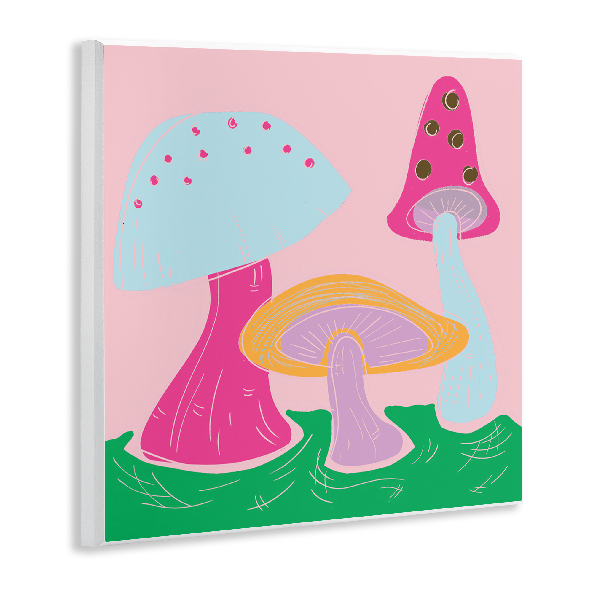 Stupell Industries Groovy Mushrooms Dancing Plants & Flowers Painting Unframed Art Print Wall Art, 12 x 12