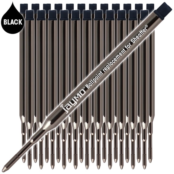 Jaymo Replacement for Sheaffer K 99335 - Measures 3.75 in / 95 mm Long - Ballpoint Pen Refill - 24 Black