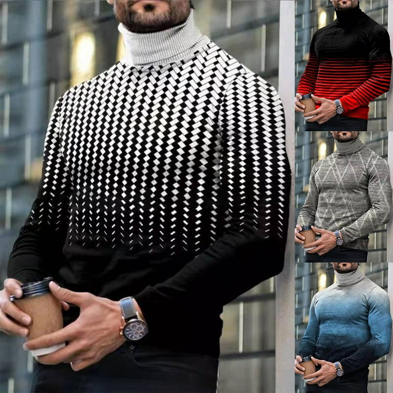 Printed top turtleneck mens