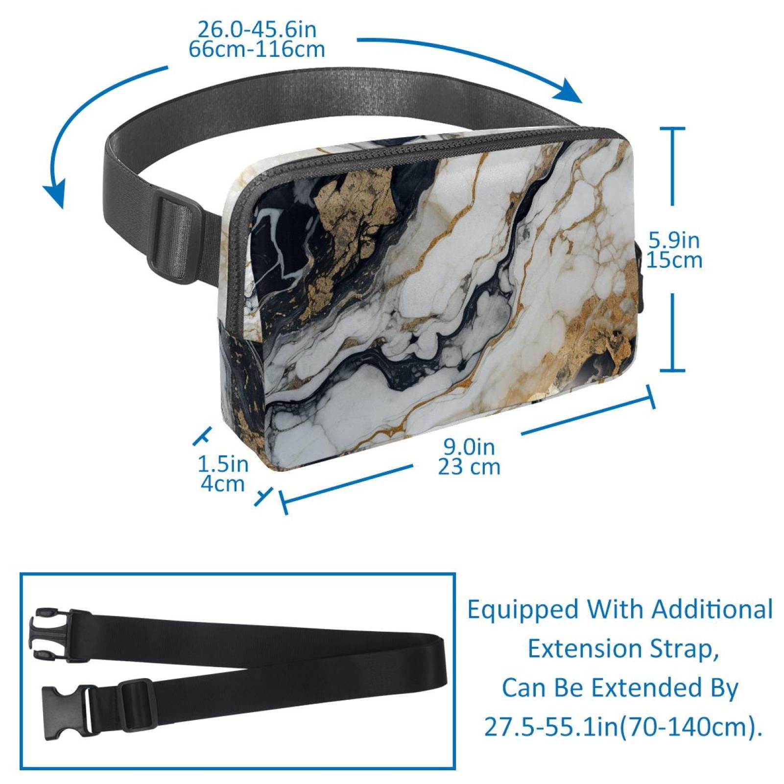 Marbled Lightweight Adjustable Waist Pack Fanny Pack Crossbody Bag with Extension Strap Unisex