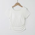 thumbnail image 3 of Fanxing Tops for Women Built in Bra Cozy Scoop Neck Short Sleeve T-Shirts Yoga Workout Tops White,M, 3 of 6