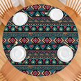 thumbnail image 2 of Elastic Edge Round Table Cover with Bohemian Floral Design - Vibrant Stretch Fit Tablecloth for Dining Room Kitchen - 52 to 56 Inch, 2 of 7