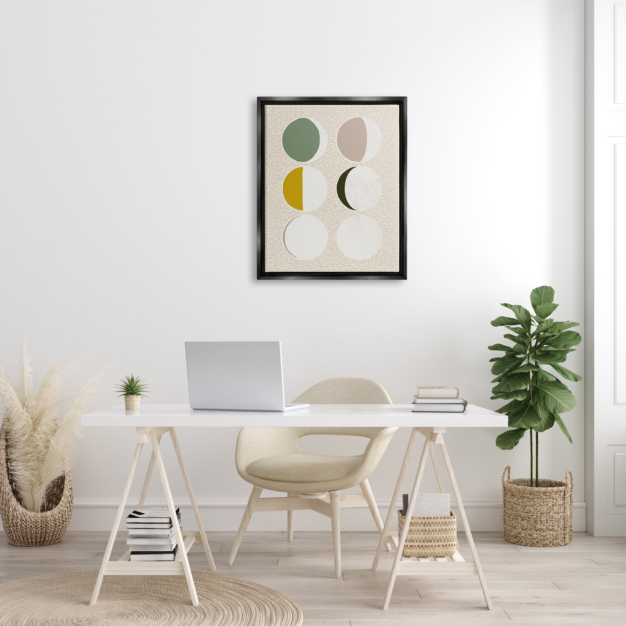 Stupell Industries Boho Contemporary Moon Phases Abstract Painting Black Floater Framed Art Print Wall Art