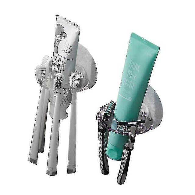 1 organizador de cepillos de dientes, maquinilla de afeitar, soporte de almacenamiento de pasta de dientes autoadhesivo | soportes para cepillos de dientes kaili Sencillez