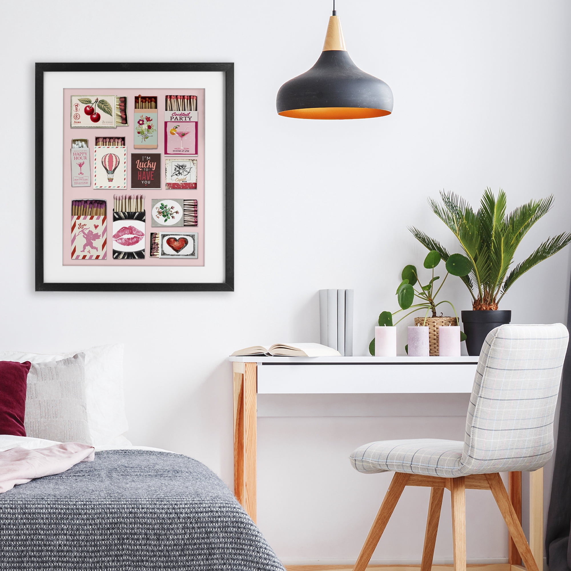 Stupell Industries Vintage Romantic Matchbox Collection Black Framed Print Under Glass, design by CAD Designs