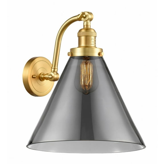 515-1W-SG-G43-L Innovations Lighting Cone - 1 Light Wall Sconce In Industrial Style-14 Inches Tall and 12 Inches Wide-Satin Gold Finish-Light Smoke