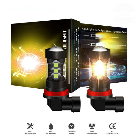 2x LED Fog/Driving Light Bulbs H8 H16 H11 Fog Light Yellow 3000K High Power Lamp