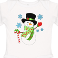 thumbnail image 4 of Inktastic Christmas Snowman in Top Hat with Candy Cane Boys or Girls Long Sleeve Baby Bodysuit, 4 of 5