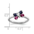 thumbnail image 2 of 2.25mm 925 Sterling Silver Polished Prong set Stackable Cr Ruby and Cr Sapphire Butterfly Angel Wings Ring Size 9 Stacka, 2 of 2