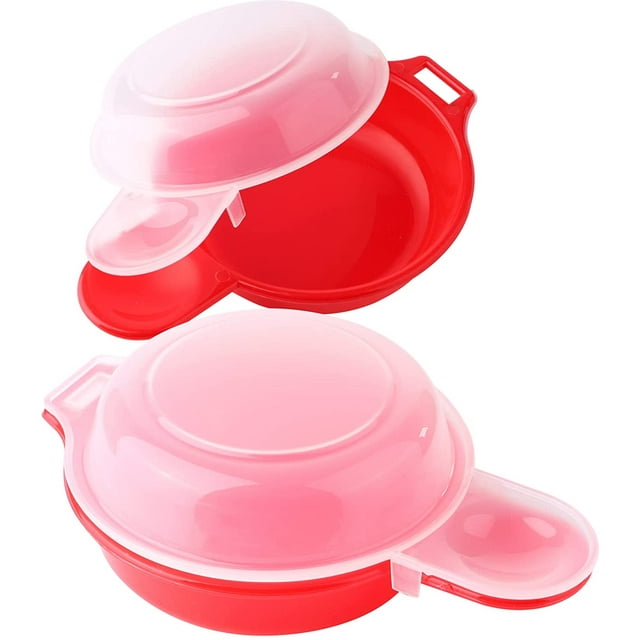 Pack Microwave Egg Cooker 1 Minute Hamburg Omelette Maker Kitchen Tool (Red & Clear)