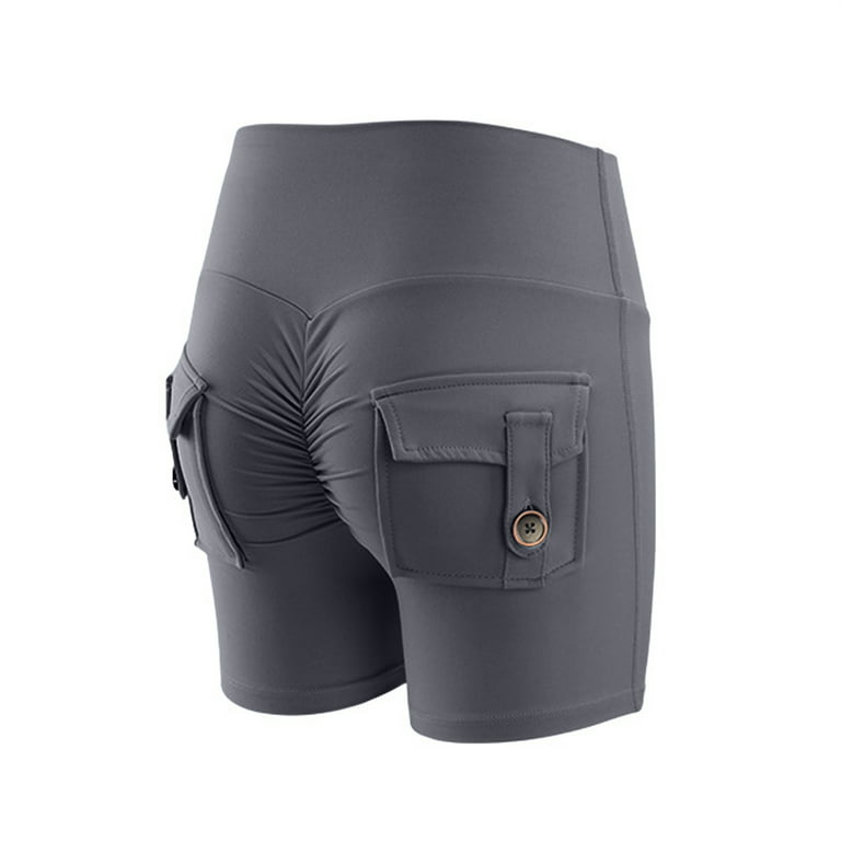 Butt Lifting Cargo Shorts for Women,High Rise Ruched Workout