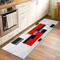thumbnail image 2 of Black Red Block Area&nbsp;Rug 2x6ft Geometric Abstract Non-Slip&nbsp;Washable Square&nbsp;Rugs Soft Felt Indoor Floor Mat for Bedroom Kitchen Living Room Bathroom, 2 of 9