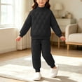 thumbnail image 3 of Taqqpue Toddler Girls Solid Color Sweatshirt Casual Pants Set 0-10T | Long Sleeve Crewneck Pullover Tops + Joggers,Girls Sweatsuits, Cute 2Pcs Infant Fall Winter Keep Warm Fleece Outfits for Kids, 3 of 10