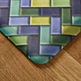 thumbnail image 4 of FIESTA Party Herringbone Tiles Modern Geo Anti-Fatigue Comfort Kitchen Mat, Non-Slip Floor Mat, Padded Standing Desk Mat, Blue/Green/Yellow, 20"x39", 4 of 6