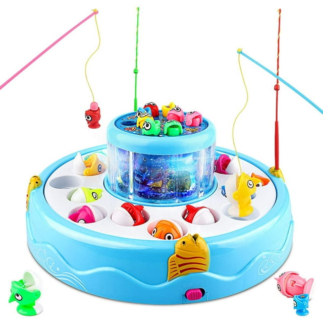 Juegos de pesca electrónicos Juguete de pesca magnético para niños niñas niños pequeños de 3 4 5 6 7 8 9 10 juguetes de juego regalos de cumpleaños de Navidad para niños con luz y música ER Rojo Verde