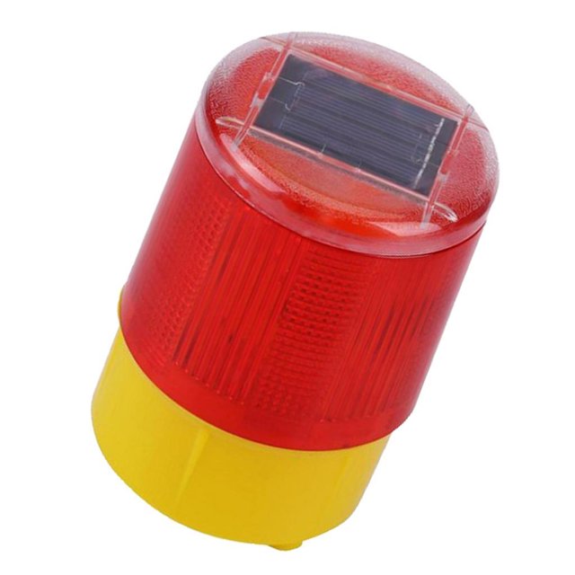 kurtrusly Solar LED Round Warning Light Lamp Bright Traffic Alarm Flash Light Type A 1Set