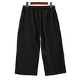 thumbnail image 4 of Yifymode Wide Leg Cropped Pants for Women Baggy Summer Linen Capris Oversized Palazzo Capri Pants Beach Boho Lounge Flowy Pant,Black L, 4 of 5