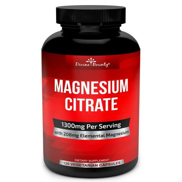 Pure Magnesium Citrate Capsules 1300mg Magnesium Supplement with
