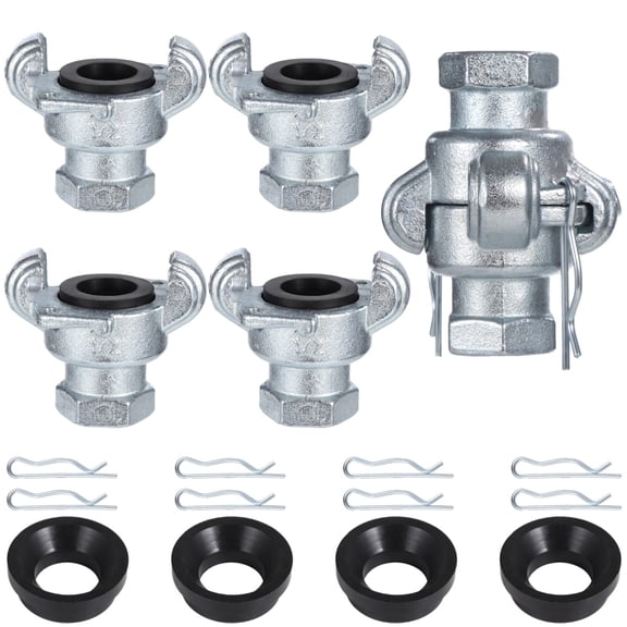 1/2" NPT Air Hose Fittings 4 Set, Carbon Steel High Pressure Pneumatic Coupler with Safety Clips, Universal Leakproof Chicago Fitting for Air Compressor