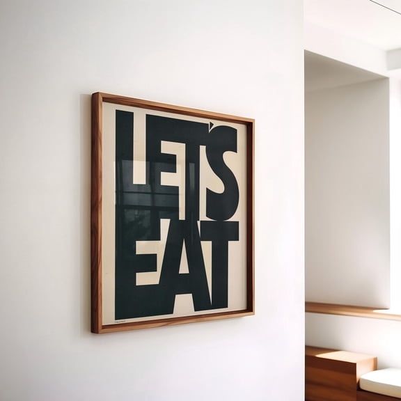 Let'S Eat Kitchen Print - Kitchen Decor, Kitchen Wall Art Print, Black Kitchen Poster, Square Print For Kitchen, Poster UNFRAMED PAPER POSTER, Home Decor, Vintage Gift, Living Room Dercor