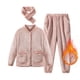 thumbnail image 2 of Conjunto de Pijamas Gibobby Talla Grande Terciopelo Coral para Mujer Cárdigan Cálido Rosa L, 2 of 5