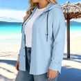 thumbnail image 5 of Lmnyox Plus Size Jacket for Women Lightweight Button Down Hooded Shirt Jacket Fashion Casual Hoodies Spring Outerwear, 5 of 7