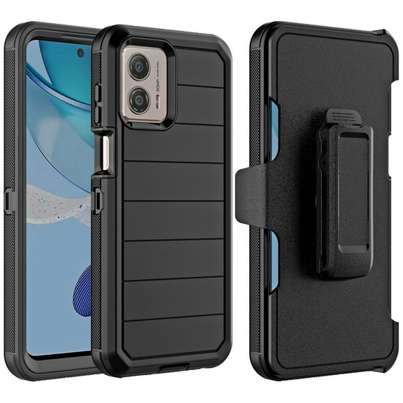 For Motorola Moto G 5G 2023 Heavy Duty Hard PC Dual Protective Hybrid Combo Rotatable Holster Belt Clip Stand Case Cover fit Moto G 5G (2023) - Black
